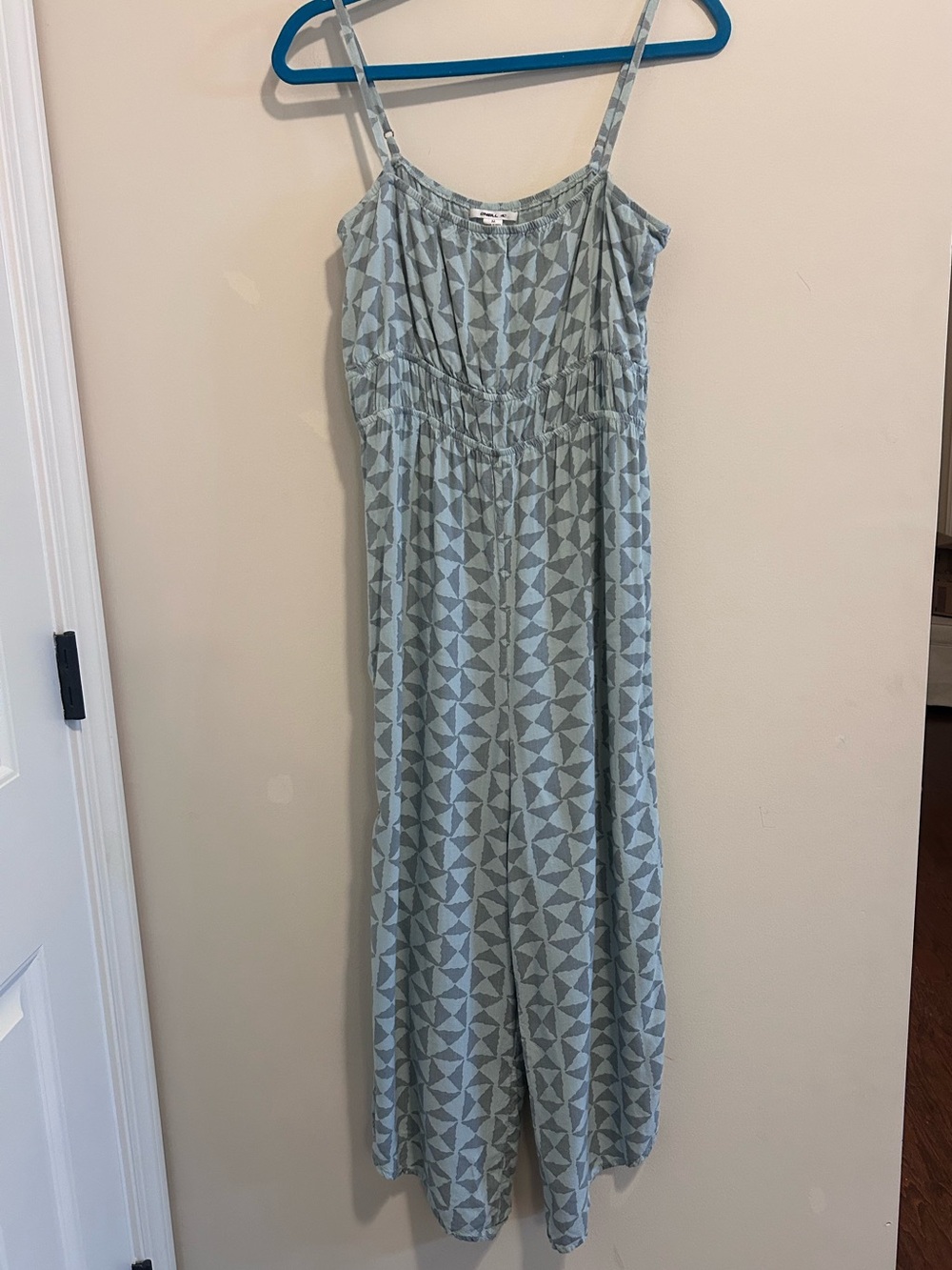 O'Neill Light‎ Blue Geo-Print Spaghetti Strap Jumpsuit